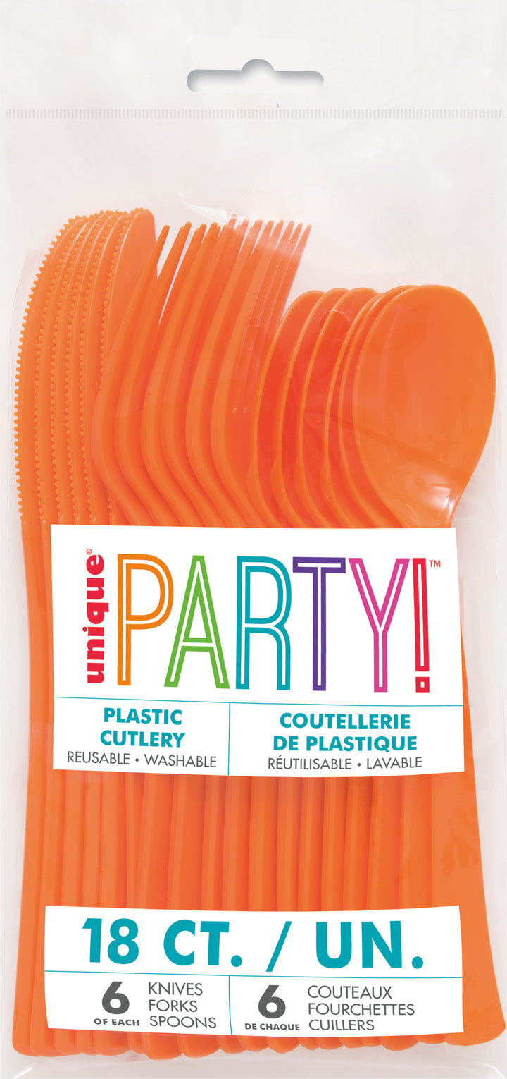 Set de Cubiertos Naranja Basic, 18 Uds
