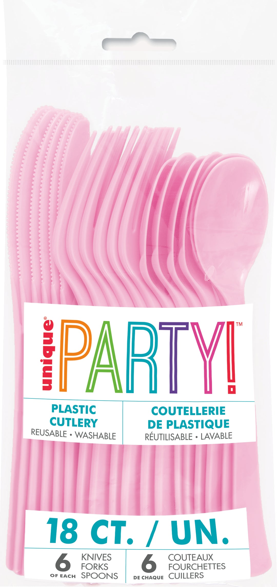 Set de Cubiertos Rosa Pastel Basic, 18 Uds