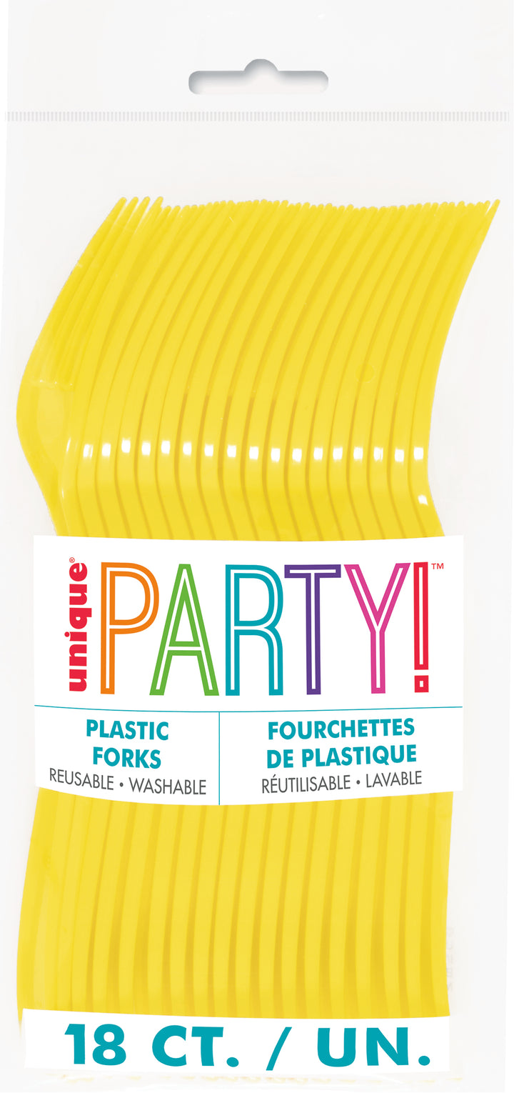 Cubiertos Amarillo Neón, 18 Uds