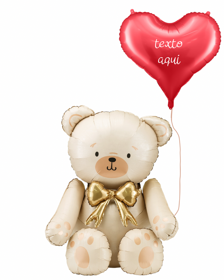 Globo Osito + Globo Corazón 24 Personalizado Helio