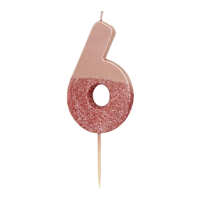 Velas Número 0-9 "Rose Gold Glitter"