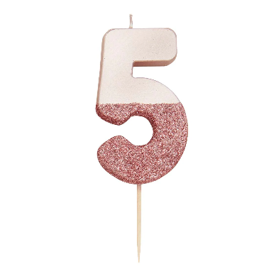 Velas Número 0-9 "Rose Gold Glitter"