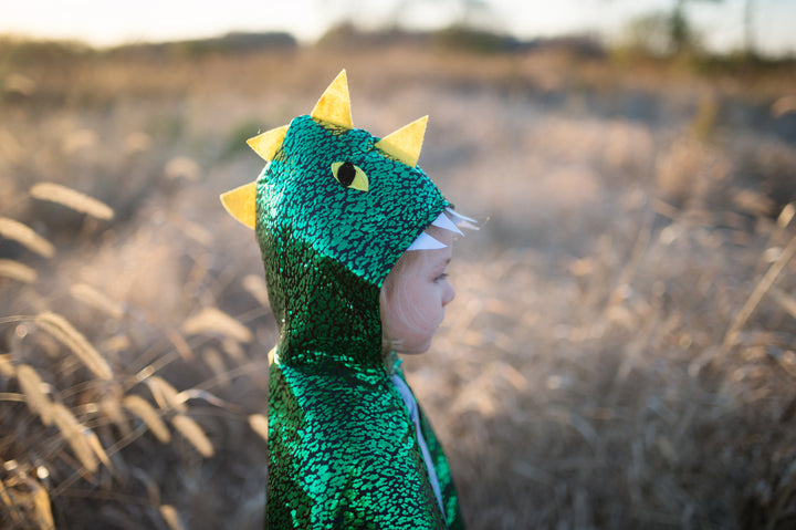 Capa Dragón Verde Metálico Infante