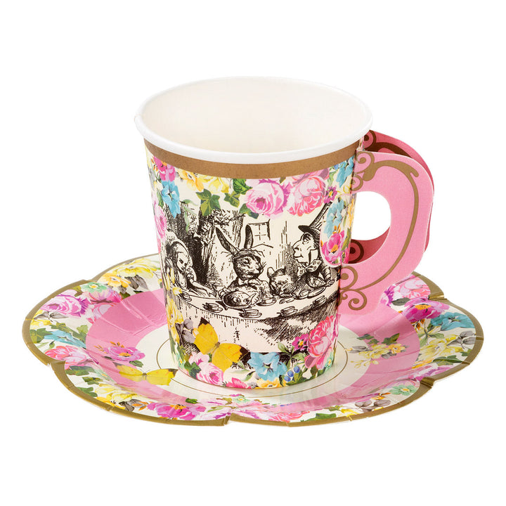 Juego de Tazas y Platillos Rosa Alicia en el País de las Maravillas 12 Uds