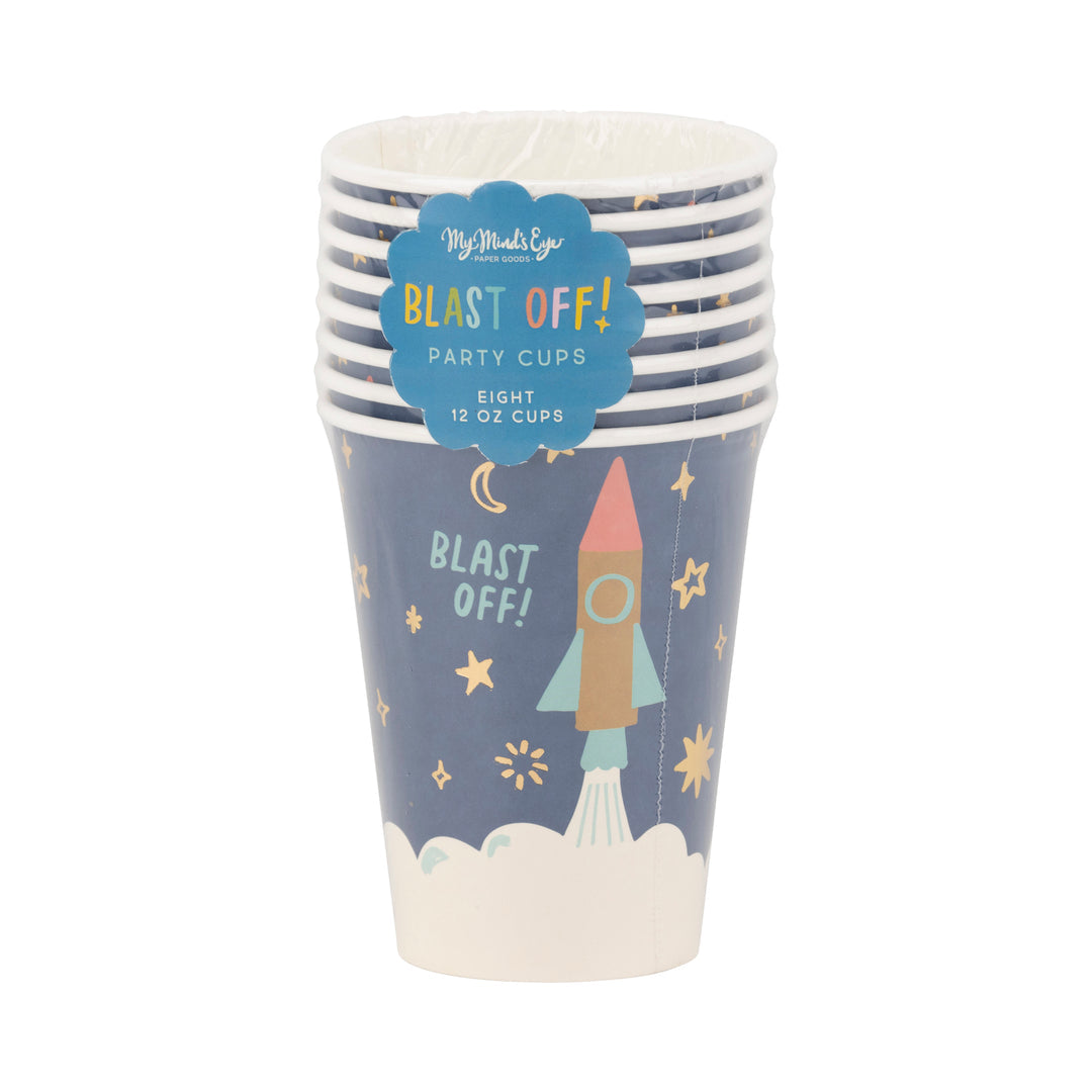 Vasos Espaciales "Blast off" 12 Oz, 8 Uds