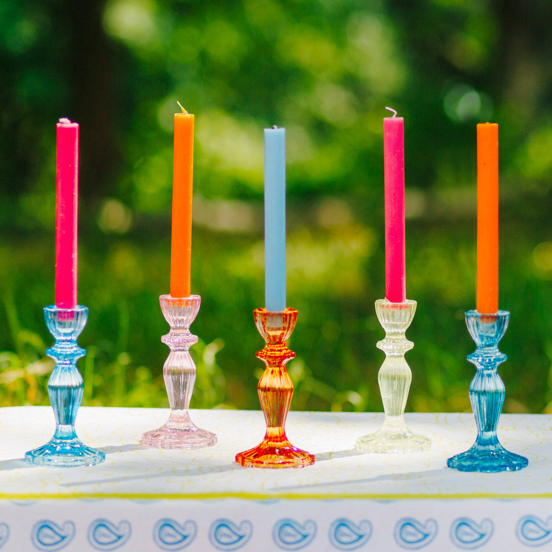 Candelabro Cristal Verde Pastel