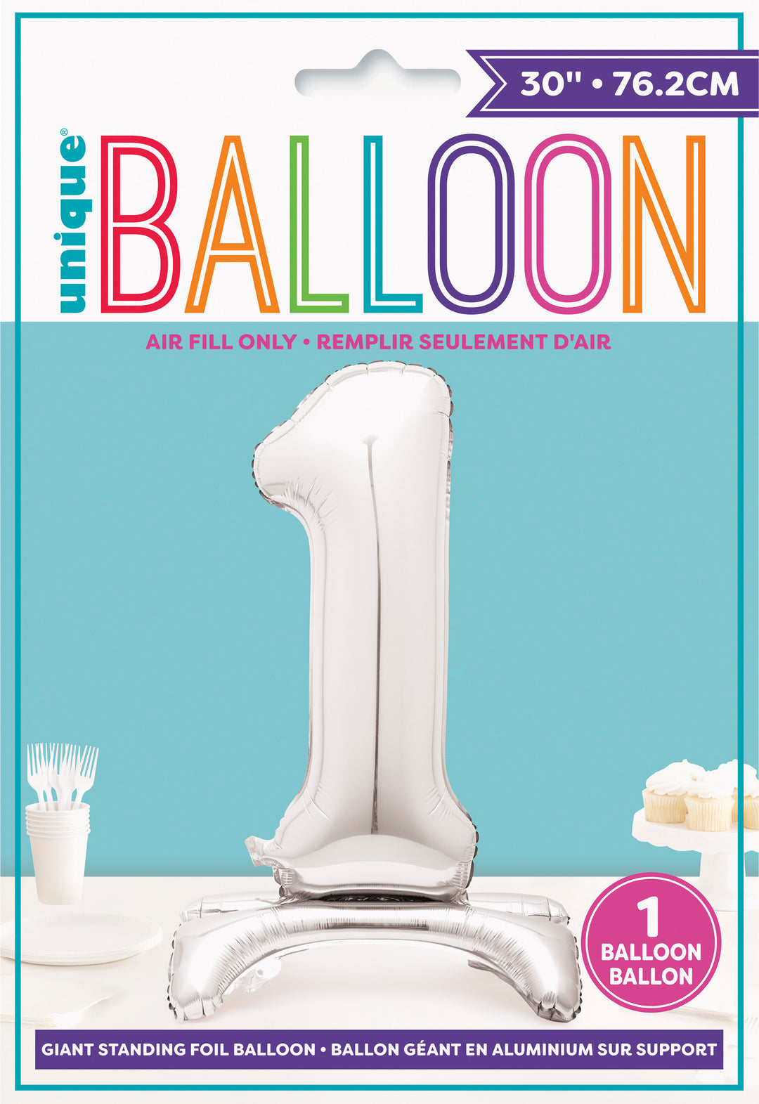 Globo Foil Standing, #0-9 plateado