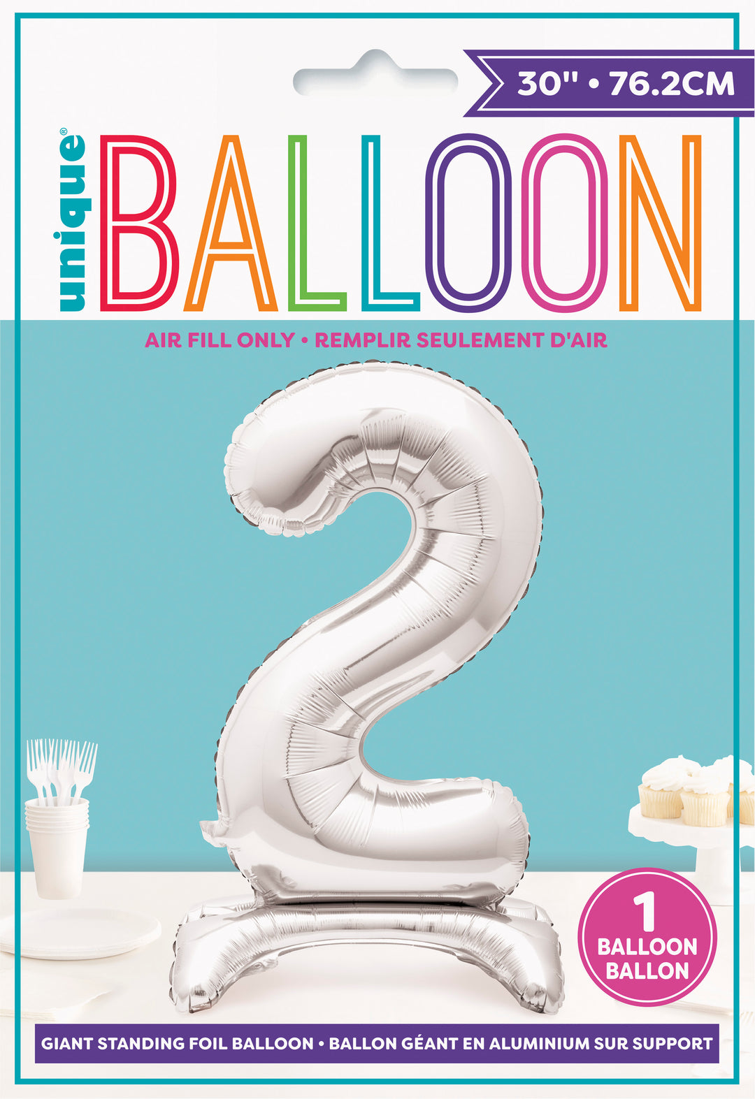 Globo Foil Standing, #0-9 plateado