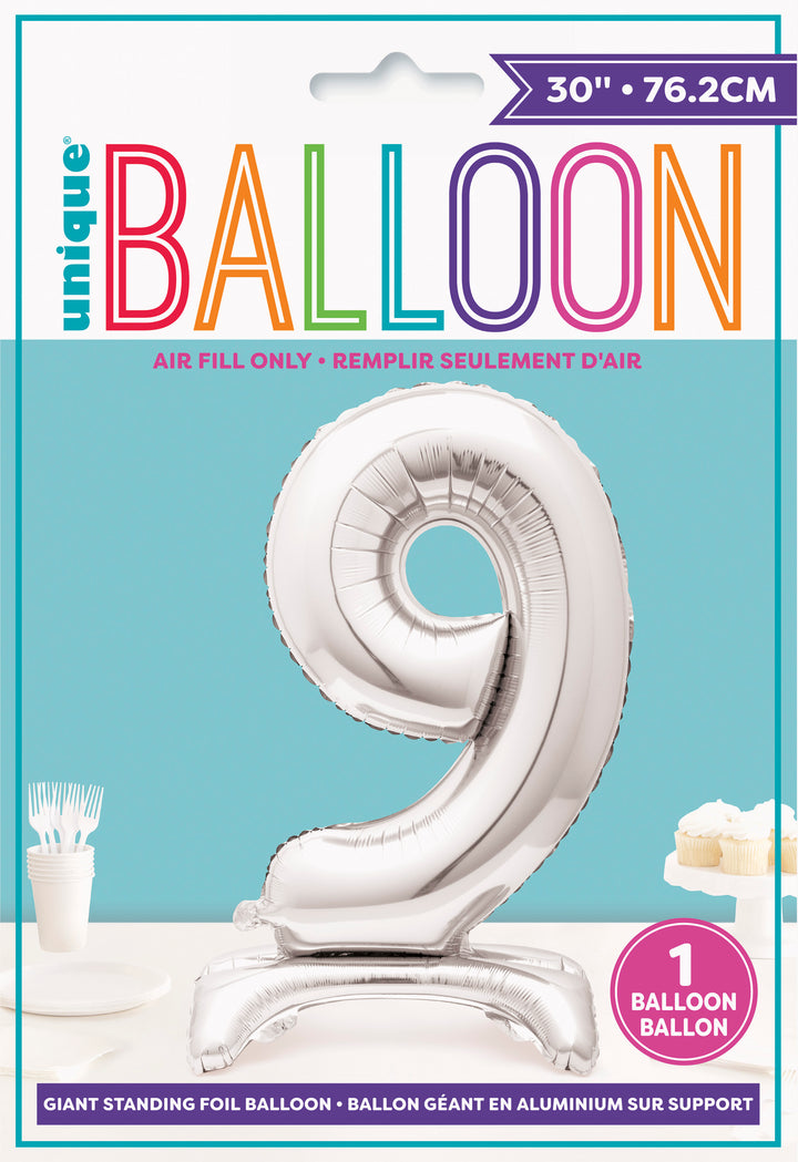 Globo Foil Standing, #0-9 plateado