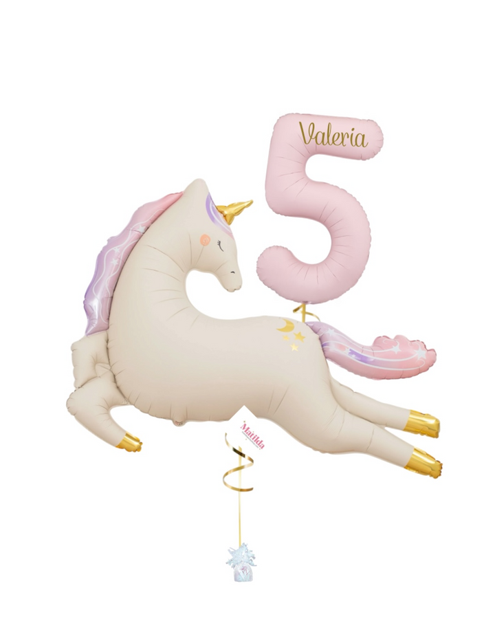 Bouquet de globos de hadas Unicornio pastel con helio
