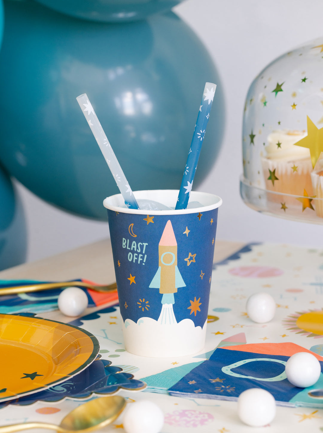 Vasos Espaciales "Blast off" 12 Oz, 8 Uds