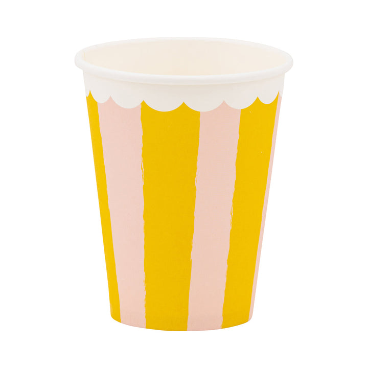 Vaso a Rayas Amarillo y Rosa 12 Oz
