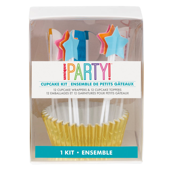 Kit Cupcake y Toppers Retro, 24 uds
