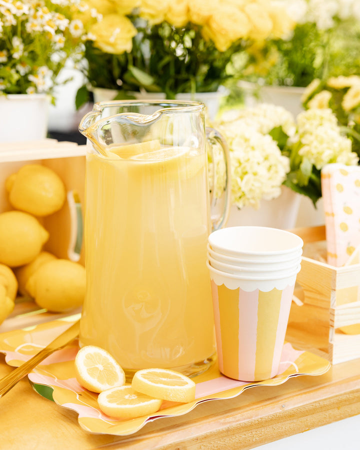 Vaso a Rayas Amarillo y Rosa 12 Oz