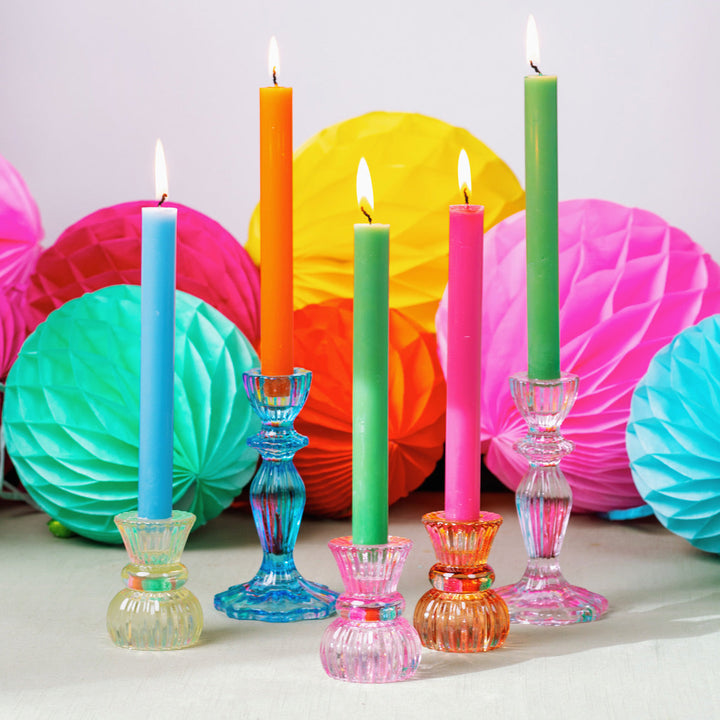 Candelabro Cristal Azul Pastel