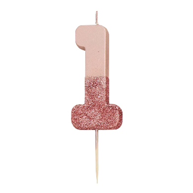 Velas Número 0-9 "Rose Gold Glitter"