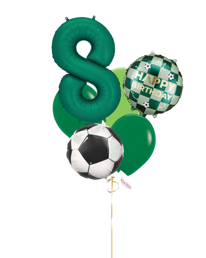 Bouquet de Globos Fútbol Verde botella con helio