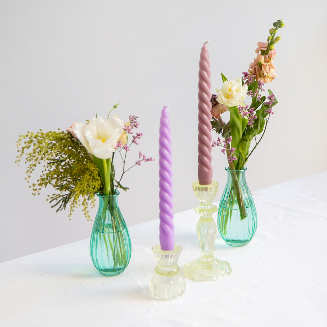 Candelabro Cristal Verde Pastel
