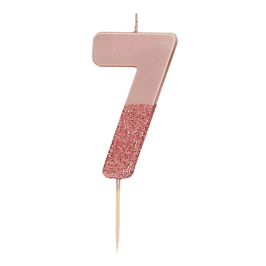 Velas Número 0-9 "Rose Gold Glitter"