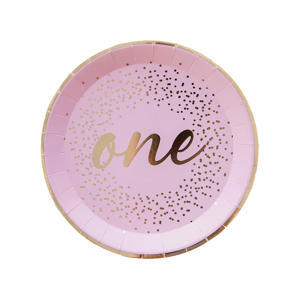 Platos Rosa Onederland, 8 Uds