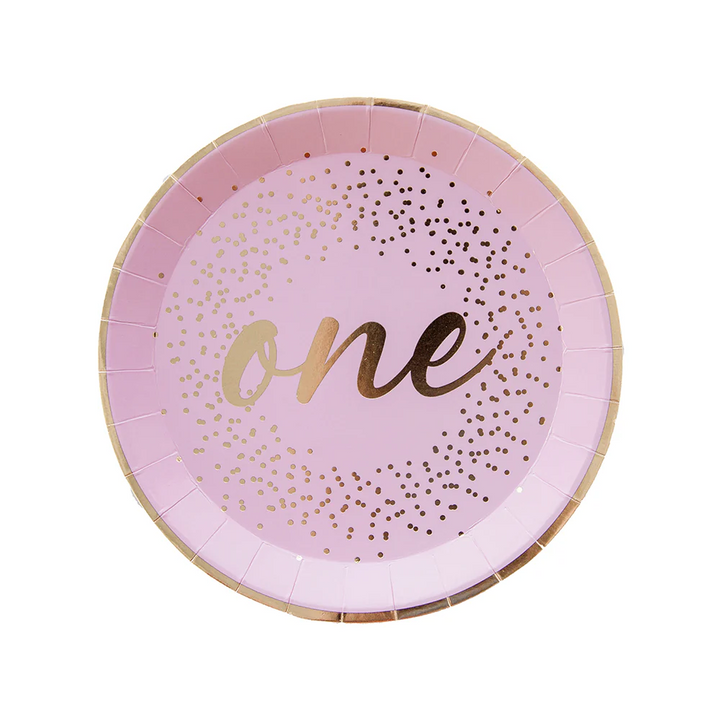 Platos Rosa Onederland, 8 Uds