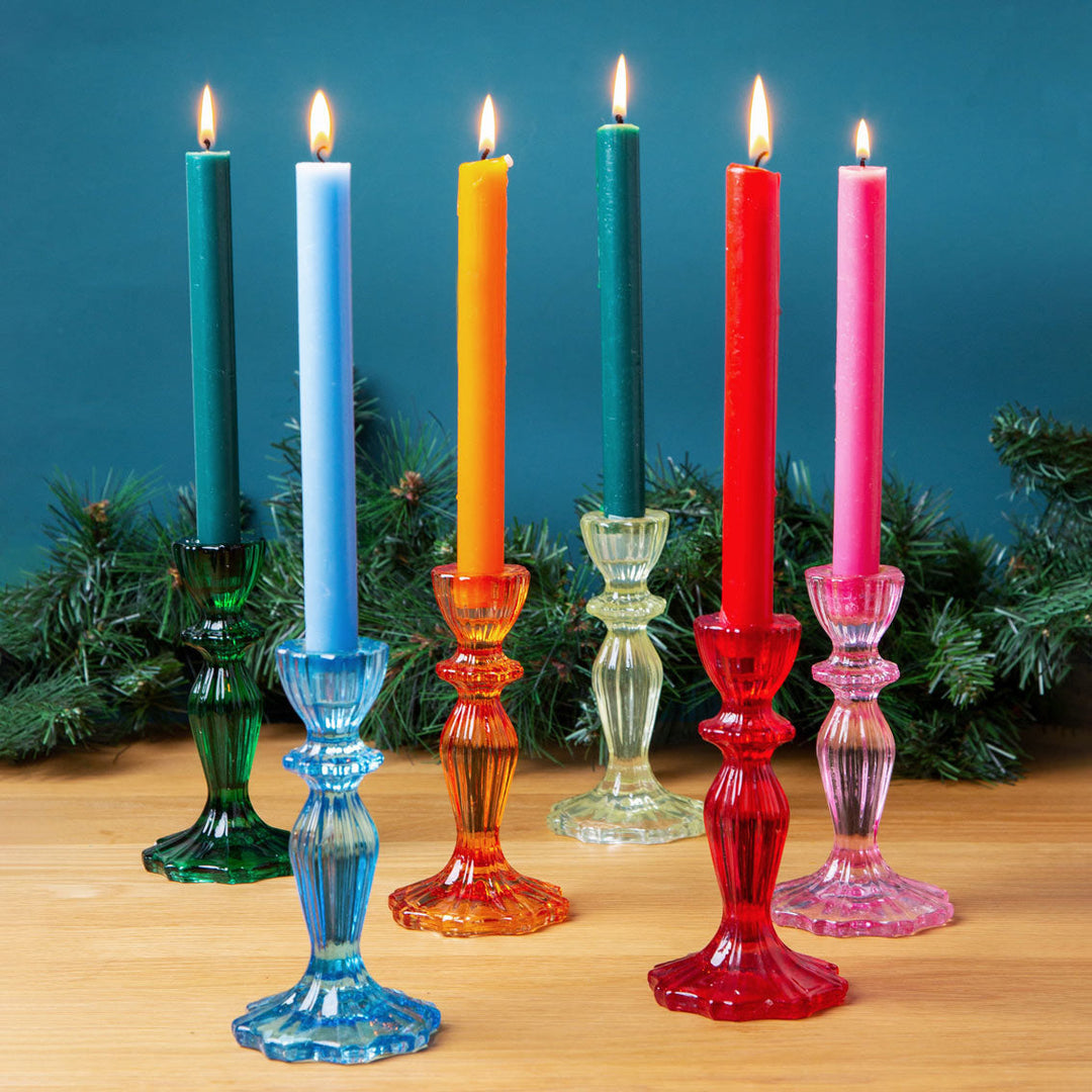 Candelabro Cristal Azul Pastel