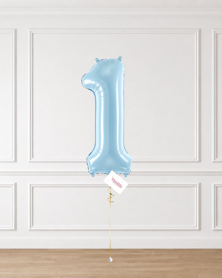 Bouquet de Globo Número Azul Pastel Brillo XL 86cm(34")