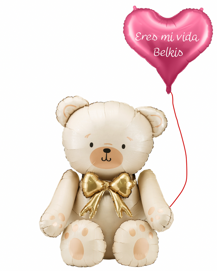 Globo Osito + Globo Corazón 24 Personalizado Helio