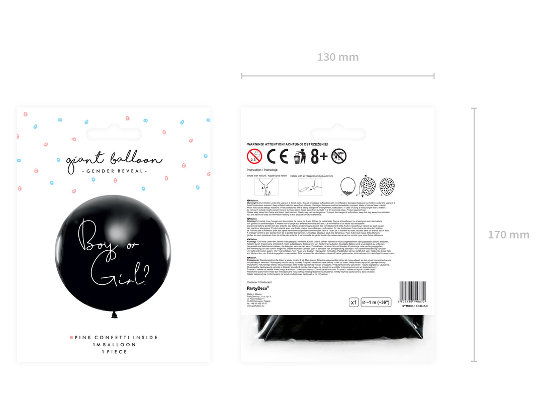 Globo Látex XL Revelación Boy or Girl? Niña 36"
