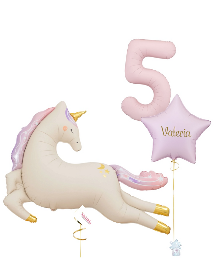 Bouquet de globos de hadas Unicornio pastel con helio