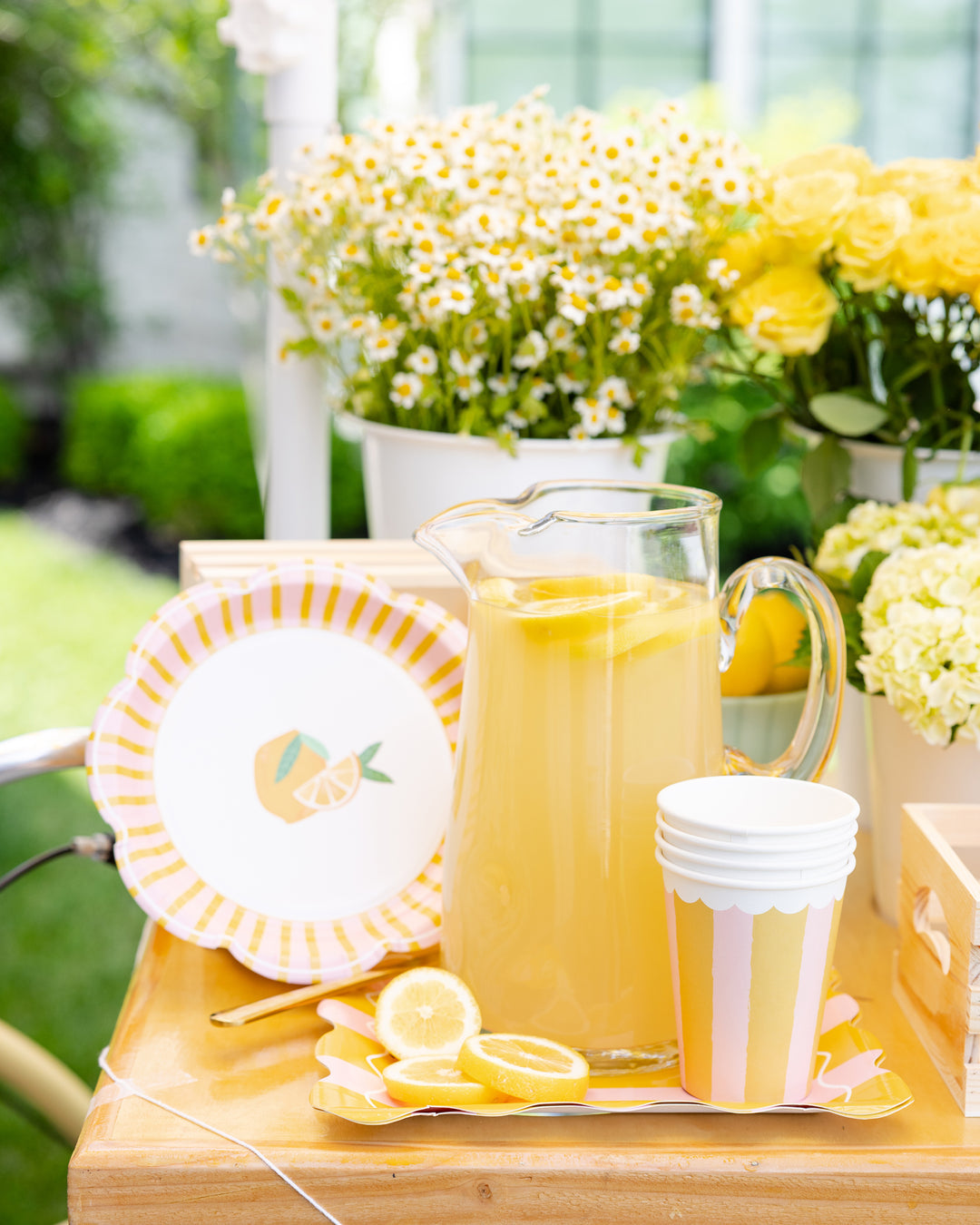 Vaso a Rayas Amarillo y Rosa 12 Oz