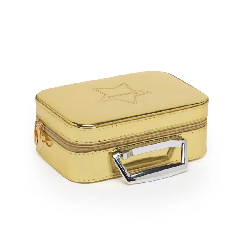 Maleta Maquillaje Dorado Brillante