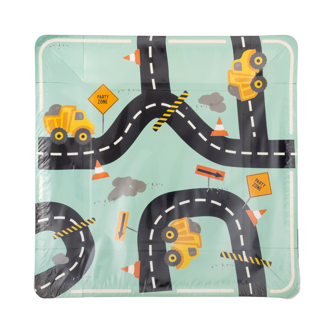Platos "Carretera de Construcción" 8 Uds