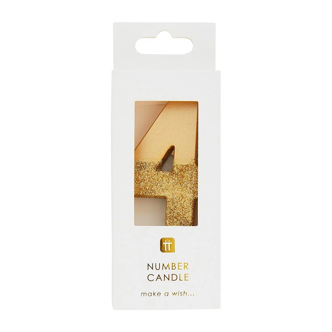 Vela Número 4 Dorado Glitter