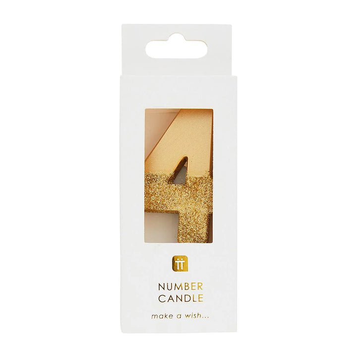 Vela Número 4 Dorado Glitter