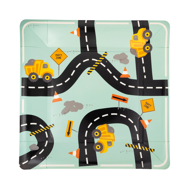 Platos "Carretera de Construcción" 8 Uds