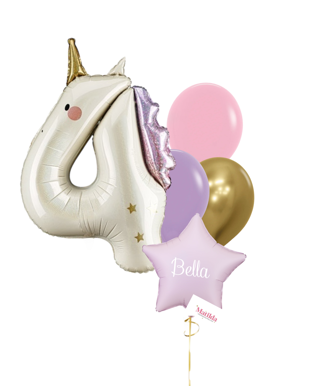 Bouquet de Globos Número Unicornio Pastel