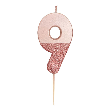 Velas Número 0-9 "Rose Gold Glitter"