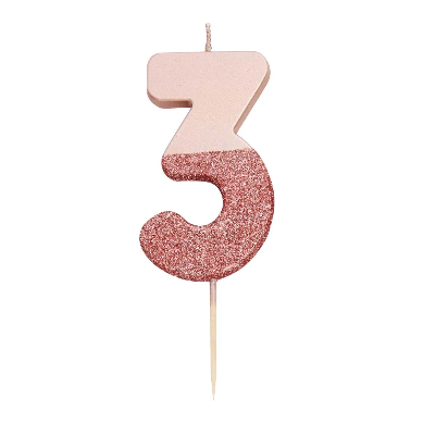 Velas Número 0-9 "Rose Gold Glitter"