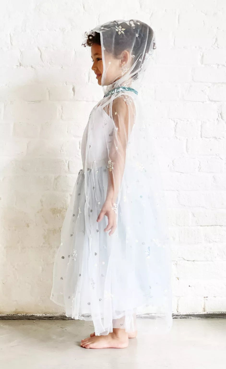 Disfraz Capa Tul Azul Princesa del Hielo