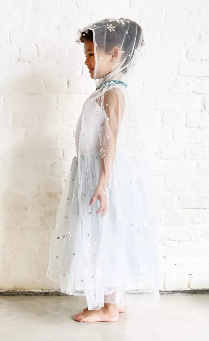 Disfraz Capa Tul Azul Princesa del Hielo