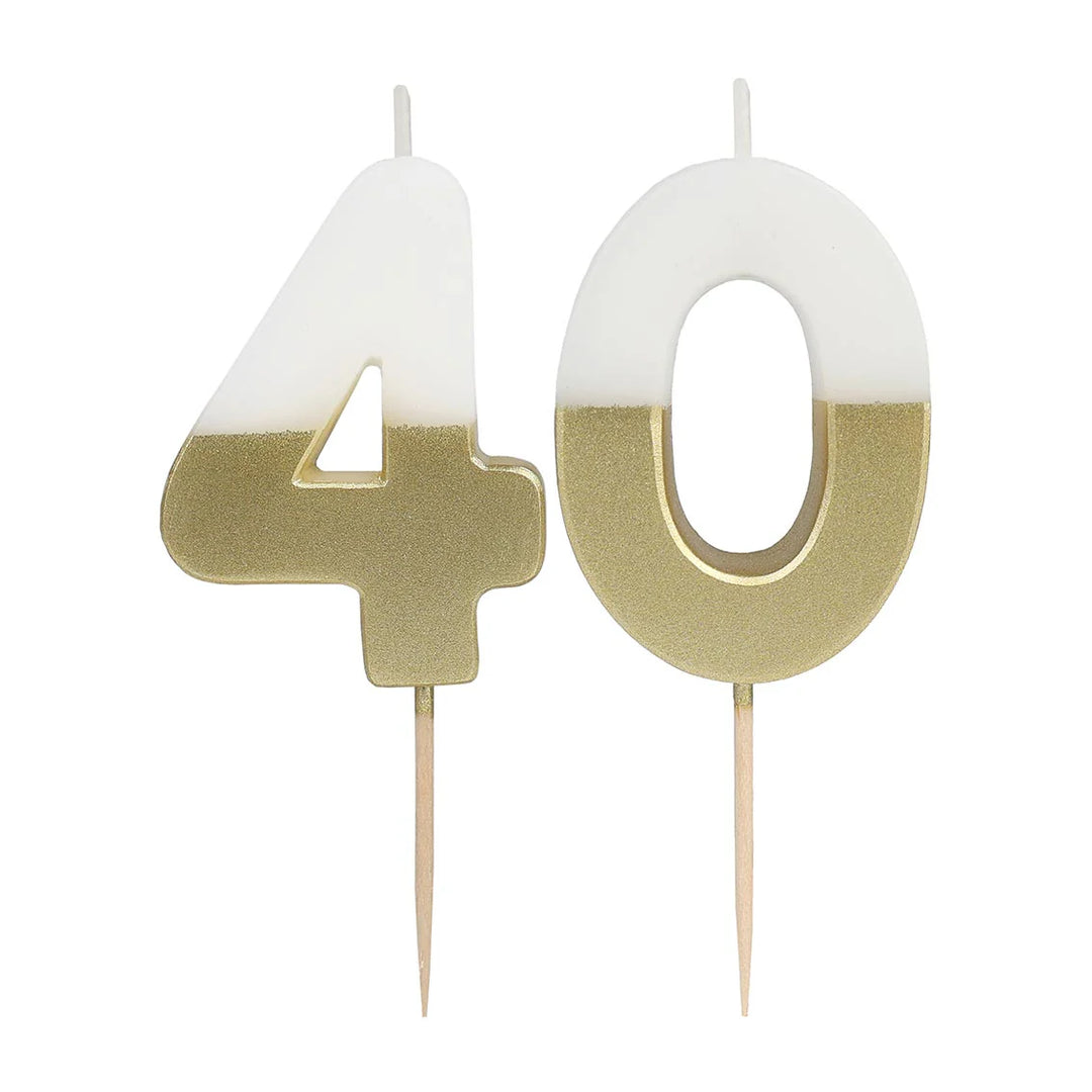 Vela Número 40 Blanco & Dorado