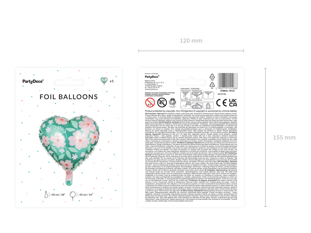 Globo Foil "Spring Heart Mix" 45 cm