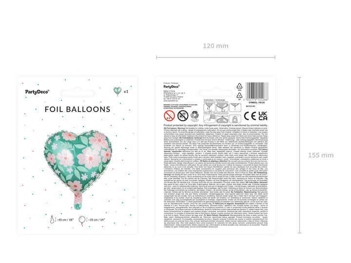 Globo Foil "Spring Heart Mix" 45 cm