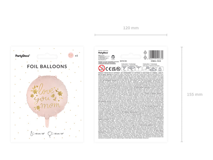 Globo Foil "Love you mom" 45 cm