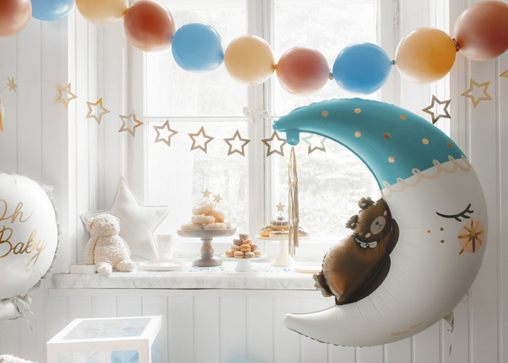 Globo Foil "Luna y osito con tassel azul" XL
