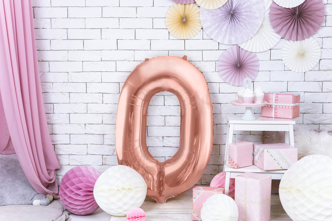 Globo Foil XL Nùmero Oro Rosa 86cm (34")0-9