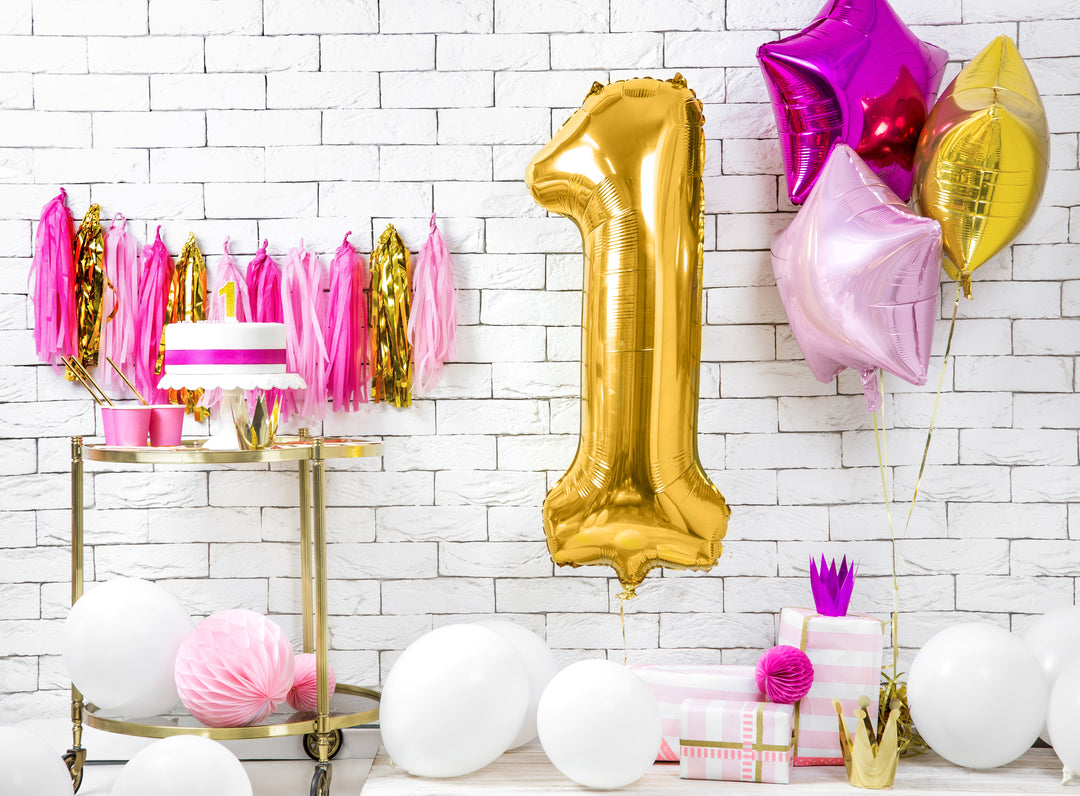 Globo Aluminio Número Dorado 0 a 9, 34"