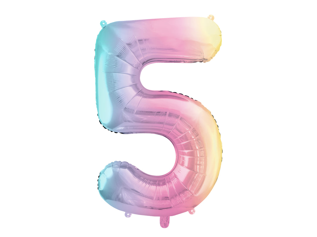 Globo Aluminio Arcoíris Número de 0 a 9, 34"