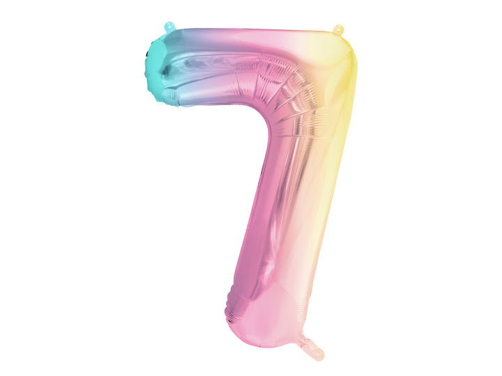 Globo Aluminio Arcoíris Número de 0 a 9, 34"